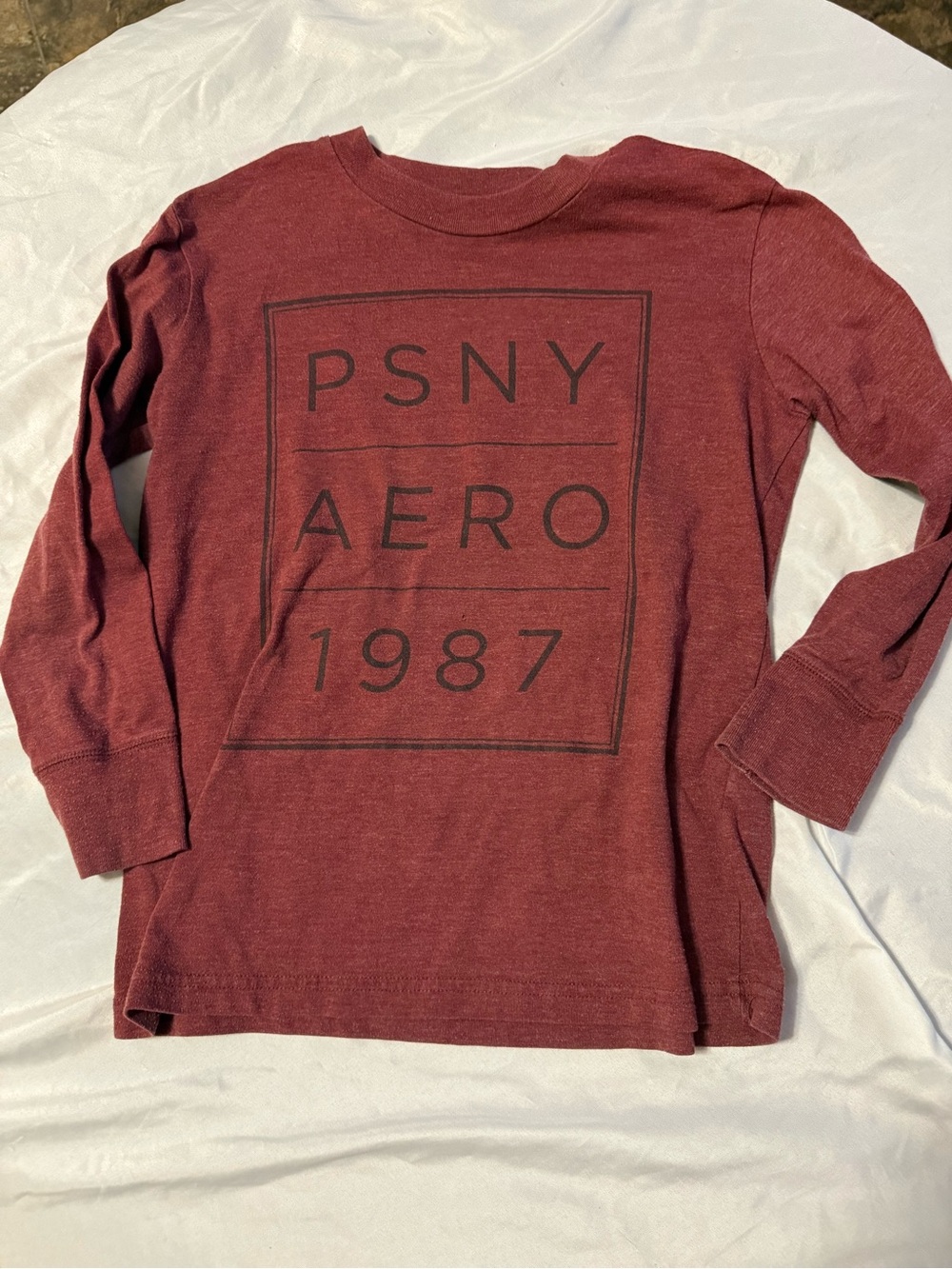 Aeropostale PSNY AERO 1987 Long Sleeve Tee - Maroon